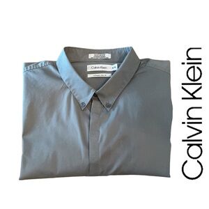 Calvin Klein Men's Stretch Gray Button-down Dress Shirt w/Placket -‎ NWOT
